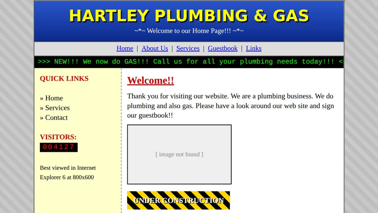An old, dated plumbing website